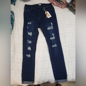 Trac Dark Blue Ripped Skinny Jeans